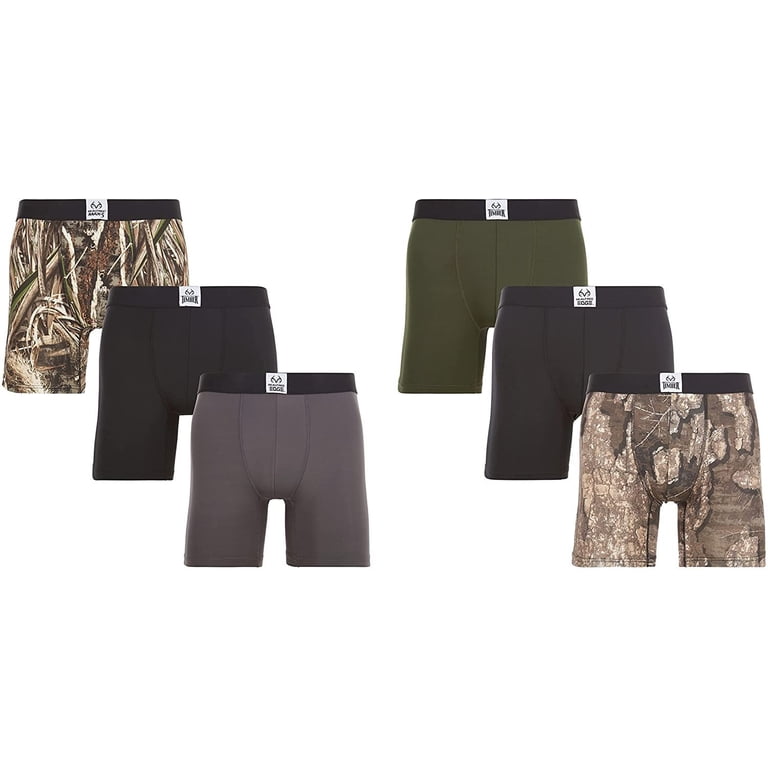 Realtree Mens Performance Boxer Briefs - 6-Pack Stretch Underwear