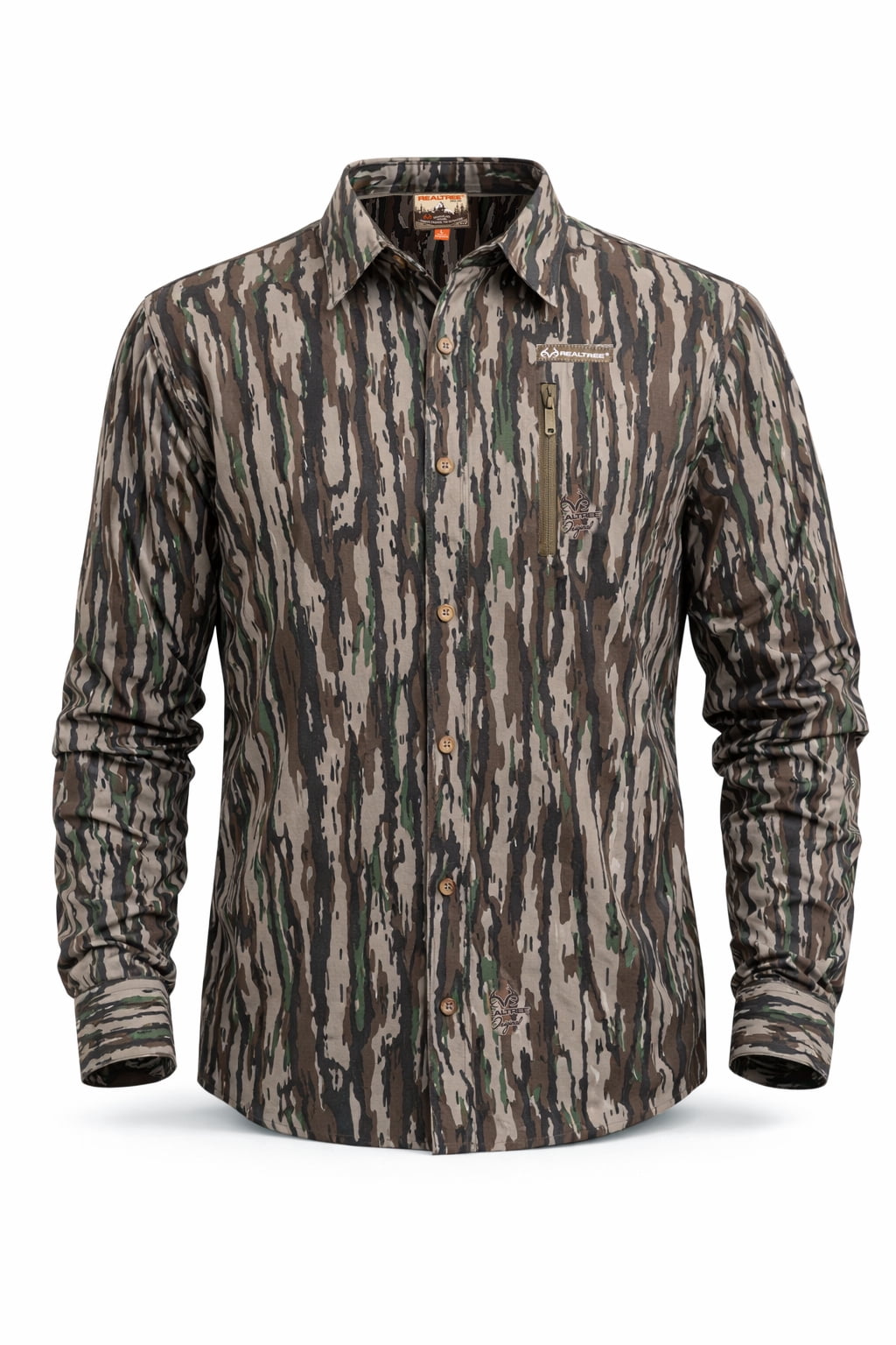 Realtree Men's Button Down Long Sleeve Shirt – Original  Camo – Comfortable & Durable Outdoor Wear | Size M