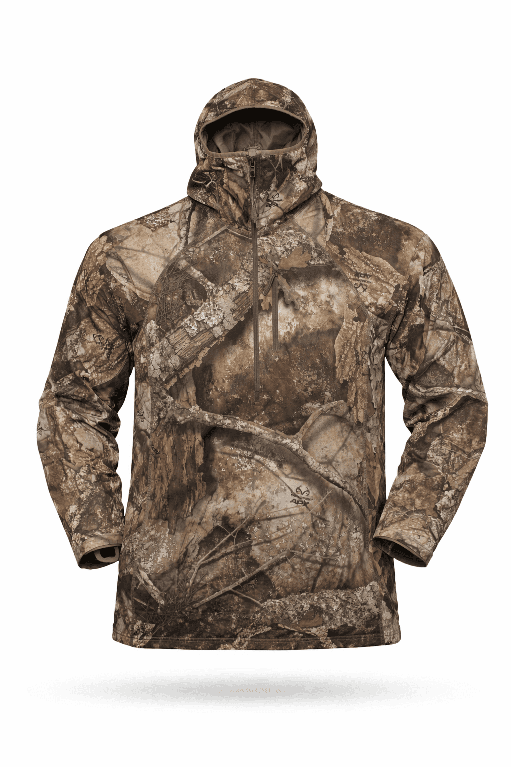 Realtree Men's Camo 1/2-Zip Hunting Pullover with Hood & Face Mask