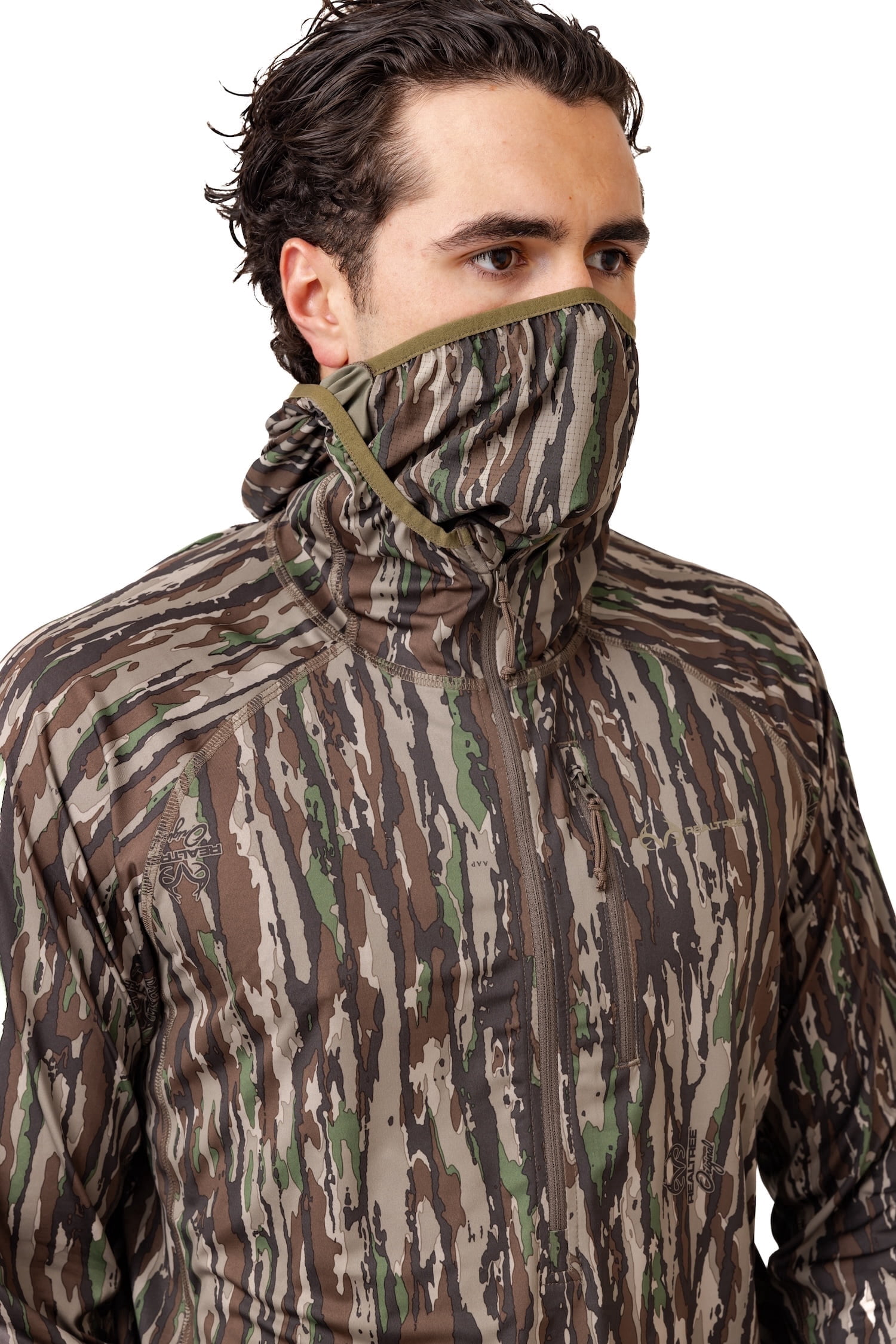 Realtree Men's Camo 1/2-Zip Hunting Pullover with Hood & Face Mask