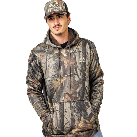 Realtree Men's Camo Hunting Hoodie - High Pile Pullover for Outerwear | Size S-4X