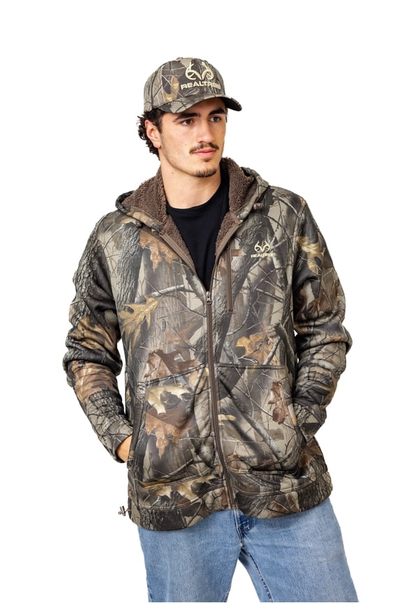 Men's Camo Hunting Hoodie Jacket - High Pile Pullover for Outerwear | Size S-5XL