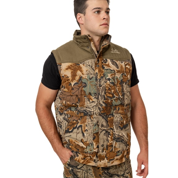 Realtree Men's Camo Hunting Insulated Puffer Vest Jacket, Warm Poly-Fill Lining for Layering