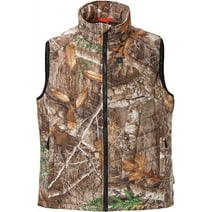 Realtree Men's Camo Softshell Puffer Vest | Waterproof with Fleece Lining, Quiet Outdoor Puffer Vest with Chin Guard, Ideal for Hunting, Hiking & Camping, Camouflage Design (Size L)