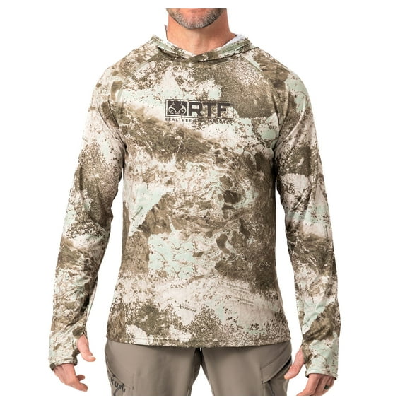 Realtree Men's Camo Sun Hooded Shirts, Lightweight, Breathable for Fishing, Hiking and Outdoors, Size 4X