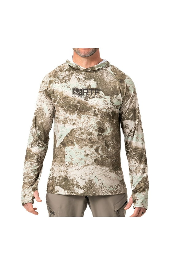 Men's Camo Sun Hooded Shirts, Lightweight, Breathable for Fishing, Hiking and Outdoors, Size K