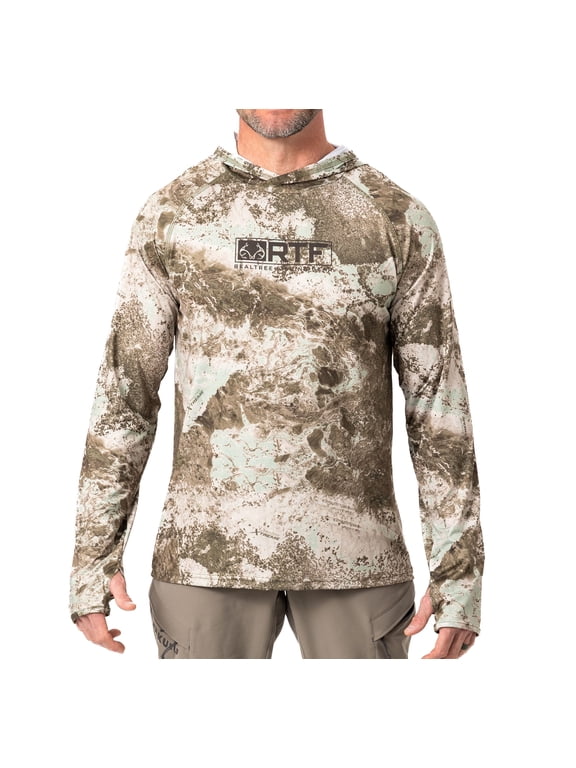 Men's Camo Sun Hooded Shirts, Lightweight, Breathable for Fishing, Hiking and Outdoors, Size K