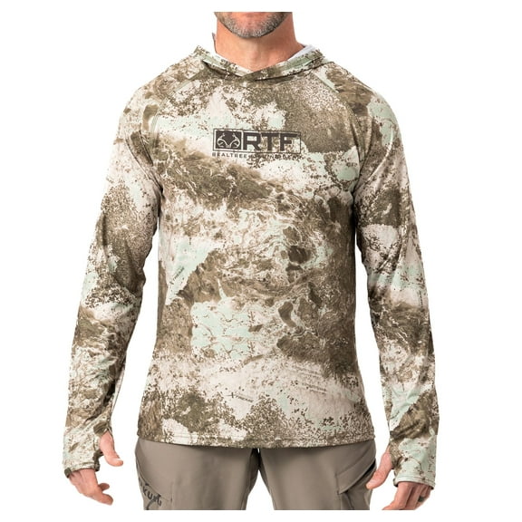 Realtree Men's Camo Sun Hooded Shirts, Lightweight, Breathable for Fishing, Hiking and Outdoors, Size XL