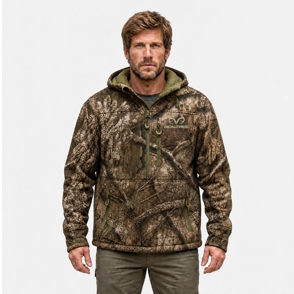 Realtree Men's Camouflage Hunting Sherpa Hoodie, Realtree APX, L