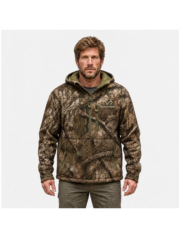 Men's Camouflage Hunting Sherpa Hoodie, Realtree APX, XL