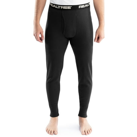 Realtree Men's Cotton Base Layer Thermal Pant, Black, M