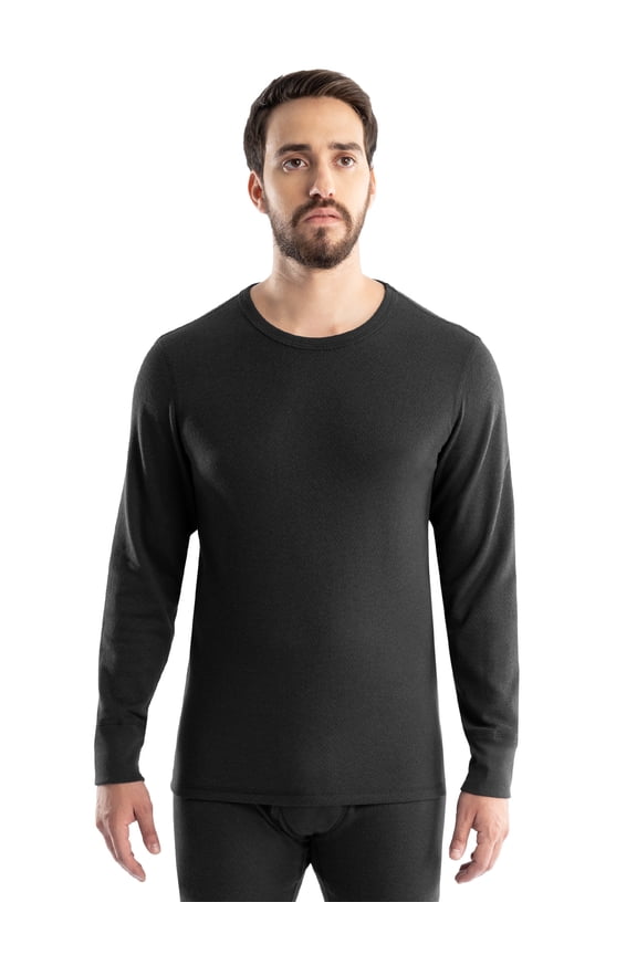 Men's Cotton Base Layer Thermal Shirt, Black, M