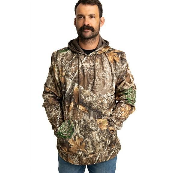 Realtree Men's EDGE Camo Hunting Poly Hoodie – Lightweight, Breathable, and Durable Outdoor pullover Everyday Wear | Size S-4X