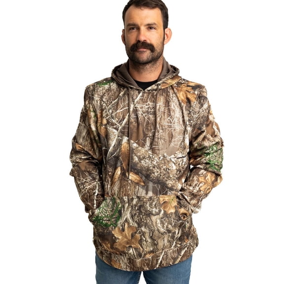 Realtree Men's EDGE Camo Hunting Poly Hoodie – Lightweight, Breathable, and Durable Outdoor pullover Everyday Wear | Size S-4X