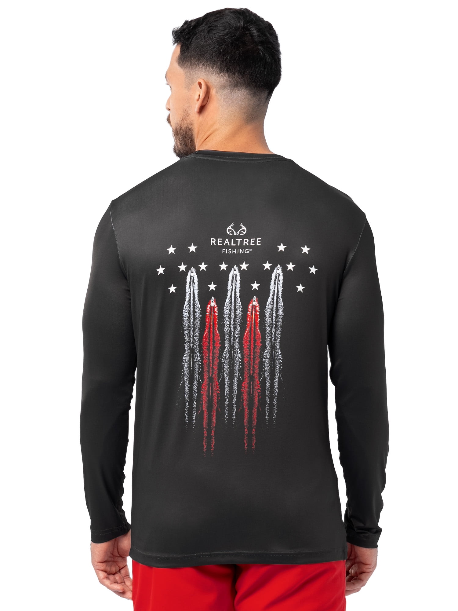 Realtree Men's Fishing Sport Americana UPF30 Long Sleeve Performance Crew Top, Size S-3XL