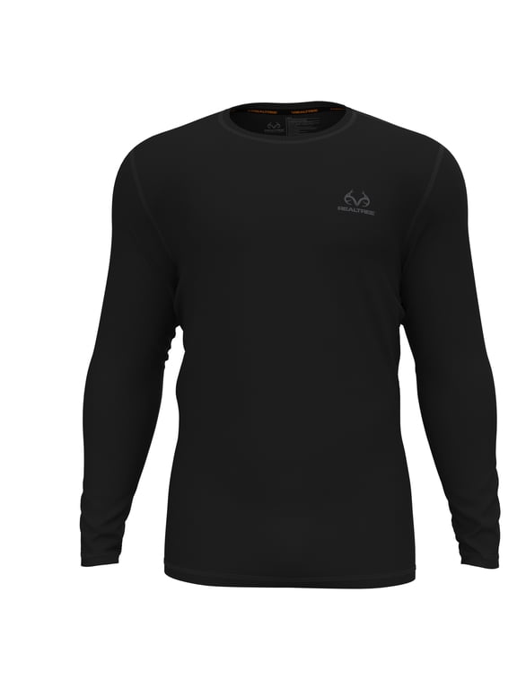 Men's Fleece Thermal Baselayer Long Sleeve Shirt, Thermal Shirts for Men, Black, Medium