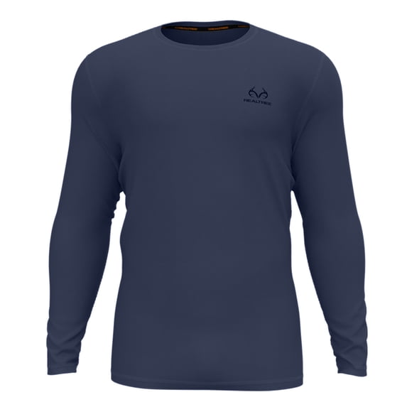 Realtree Men's Fleece Thermal Baselayer Long Sleeve Shirt, Thermal Shirts for Men, Naval Academy, Medium