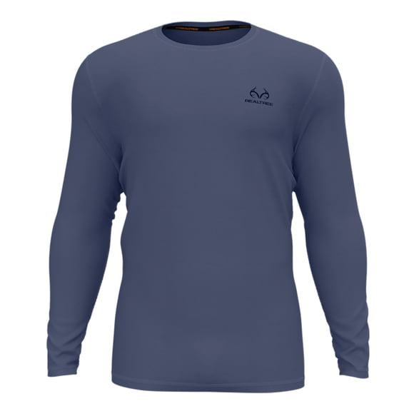 Realtree Men's Fleece Thermal Baselayer Long Sleeve Shirt, Thermal Shirts for Men, Vintage Indigo, 2XL