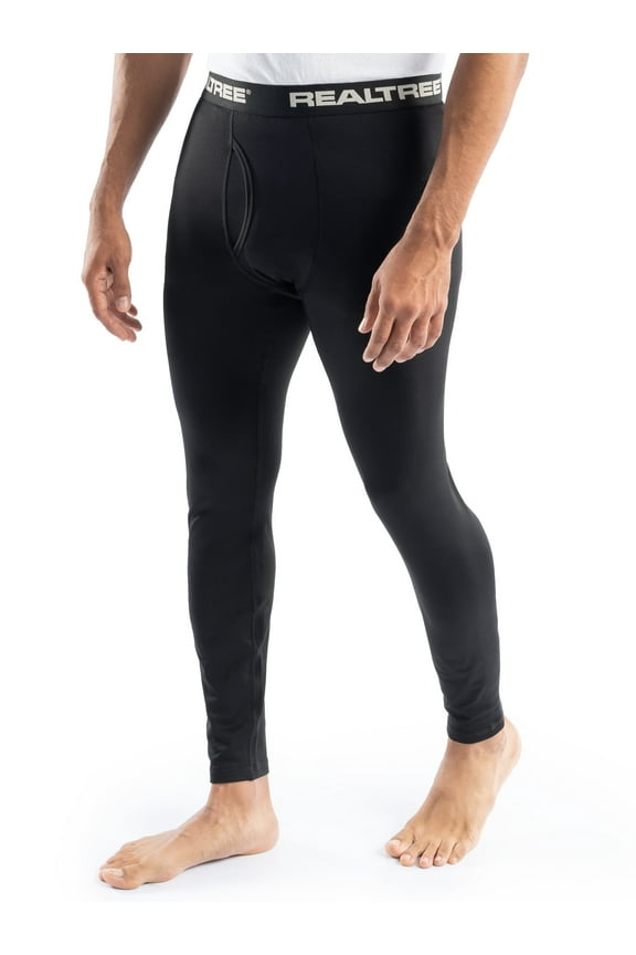 Men's Heavyweight Fleece Base Layer Thermal Pants, Black, L