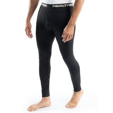 Realtree Men's Heavyweight Fleece Base Layer Thermal Pants, Black, Medium