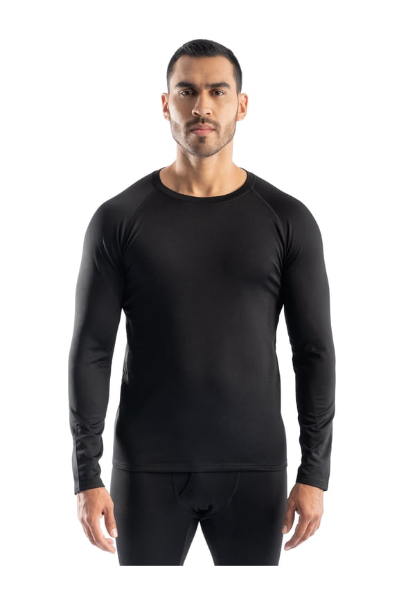 Men's Heavyweight Fleece Base Layer Thermal Shirt, Black, L