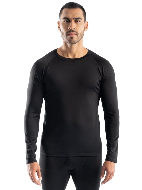 Men's Heavyweight Fleece Base Layer Thermal Shirt, Black, XL