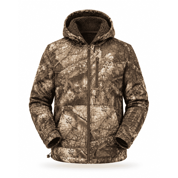 Realtree APX Camo Hunting High Pile Fleece Jacket For Men and Women, L