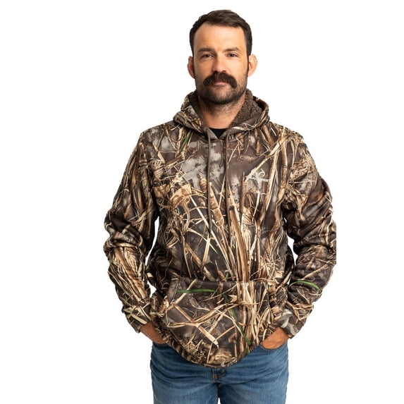 Realtree MAX-7 Camo Hunting High Pile Hoodie for Men and Women | L