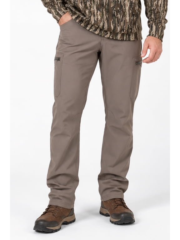 Men's Hunting Prostaff Cargo Pants, Lightweight Outdoor Stentch Pants with Zippered Pockets, Articulated Knees & Crotch Gusset, Brown