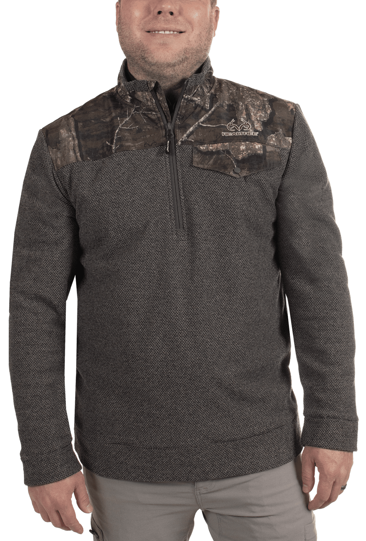 Realtree Men's Jacquard Fleece Hunting Pullover, Realtree Timber, Size
