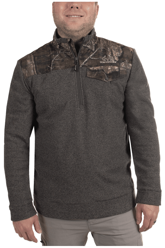 Men's Jacquard Fleece Hunting Pullover, Realtree Timber, Size Medium