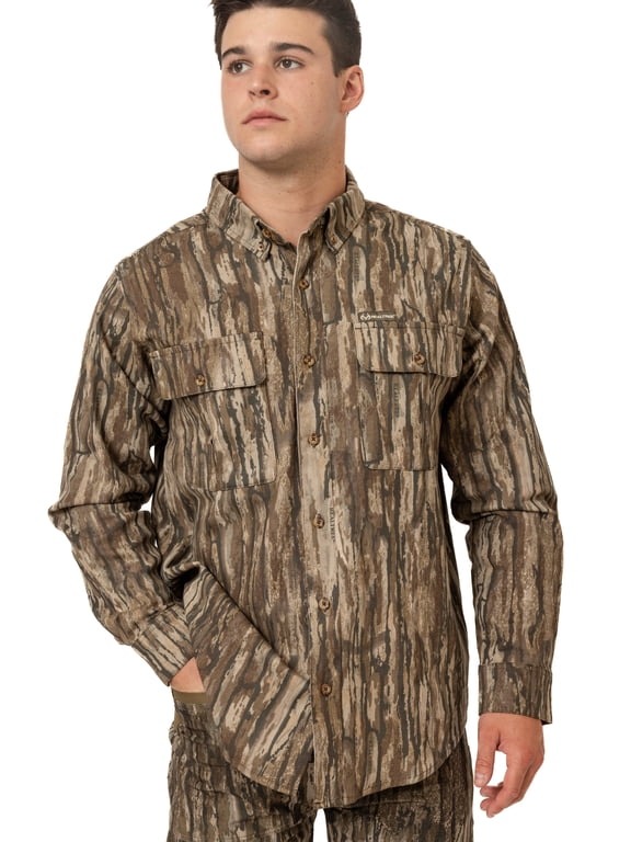 Men's Hunting Legacy Camo Long Sleeve Button Down Camp Shirt, L