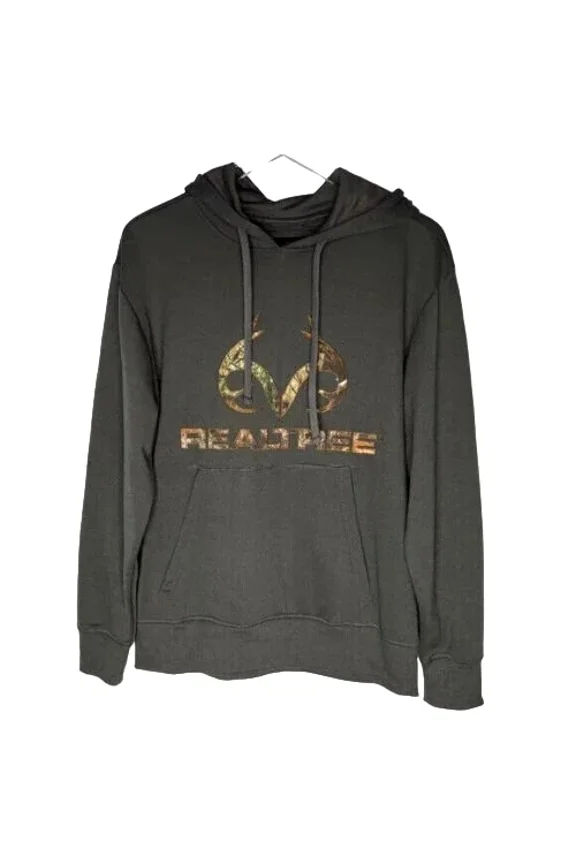 Men's Logo Cotton Blend Fleece Pullover Hoodie Sweater (Gray, Medium)