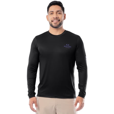 Realtree Men's Long Sleeve Americana Performance Fishing Shirt Fishing, Black, 3XL