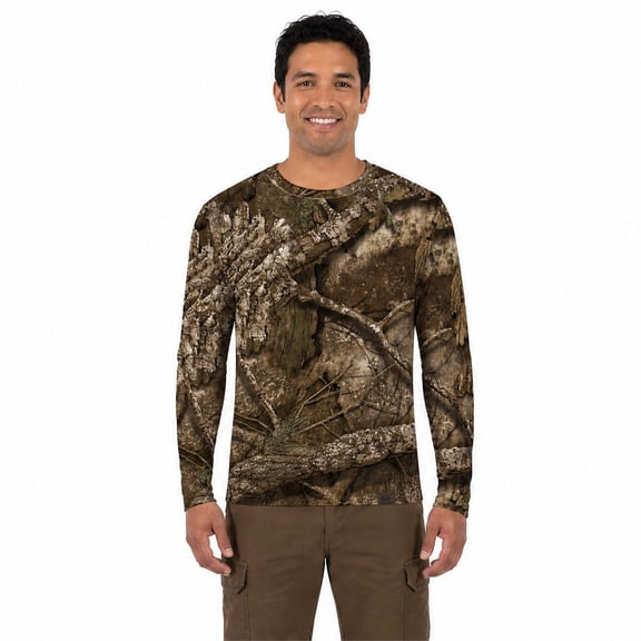 Realtree Men's Long Sleeve Camouflage Hunting Performance Shirt, Realtree APX, L