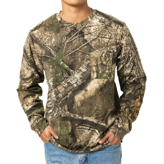 Realtree Men’s Long Sleeve Cotton Shirt, APX Camo, Soft 100% Cotton, Relaxed Fit, Hunting & Casual Wear | Size S