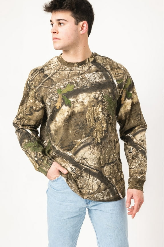 Men's Long Sleeve Cotton Hunting Shirt, APX Camo , Size S-5X