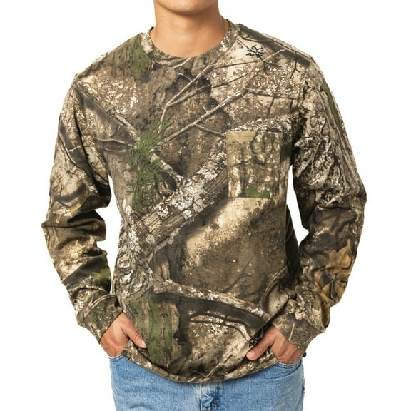Realtree Men’s Long Sleeve Hunting Cotton Shirt, APX Camo Pattern, Relaxed Fit, Size S-5X