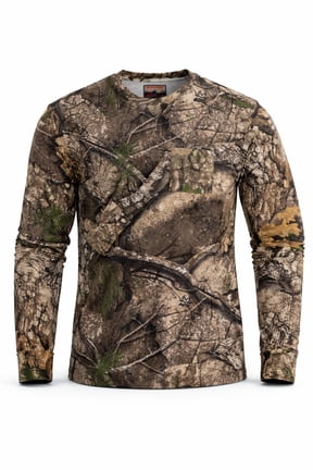 Men’s Long Sleeve Hunting Cotton Shirt, APX Camo Pattern, Relaxed Fit, Size S-5X