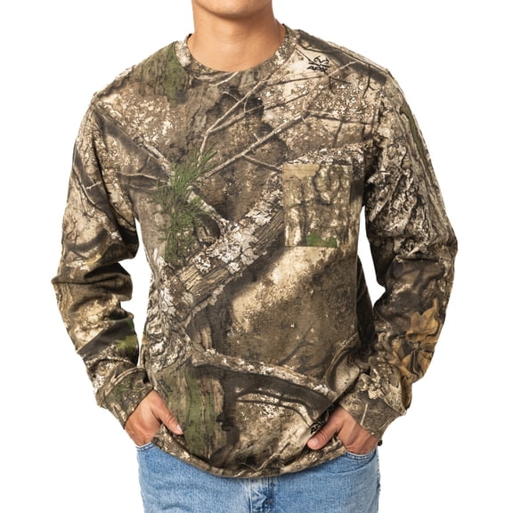 Realtree Men’s Long Sleeve  Hunting Cotton Shirt, APX Camo Pattern, Relaxed Fit, Size S-5X