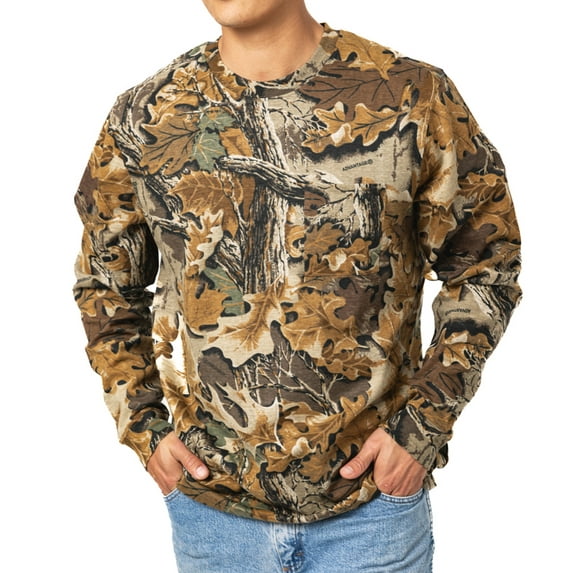 Realtree Men’s Long Sleeve Hunting Cotton Shirt, Advantage Classic Camo , Relaxed Fit, Size S-5X