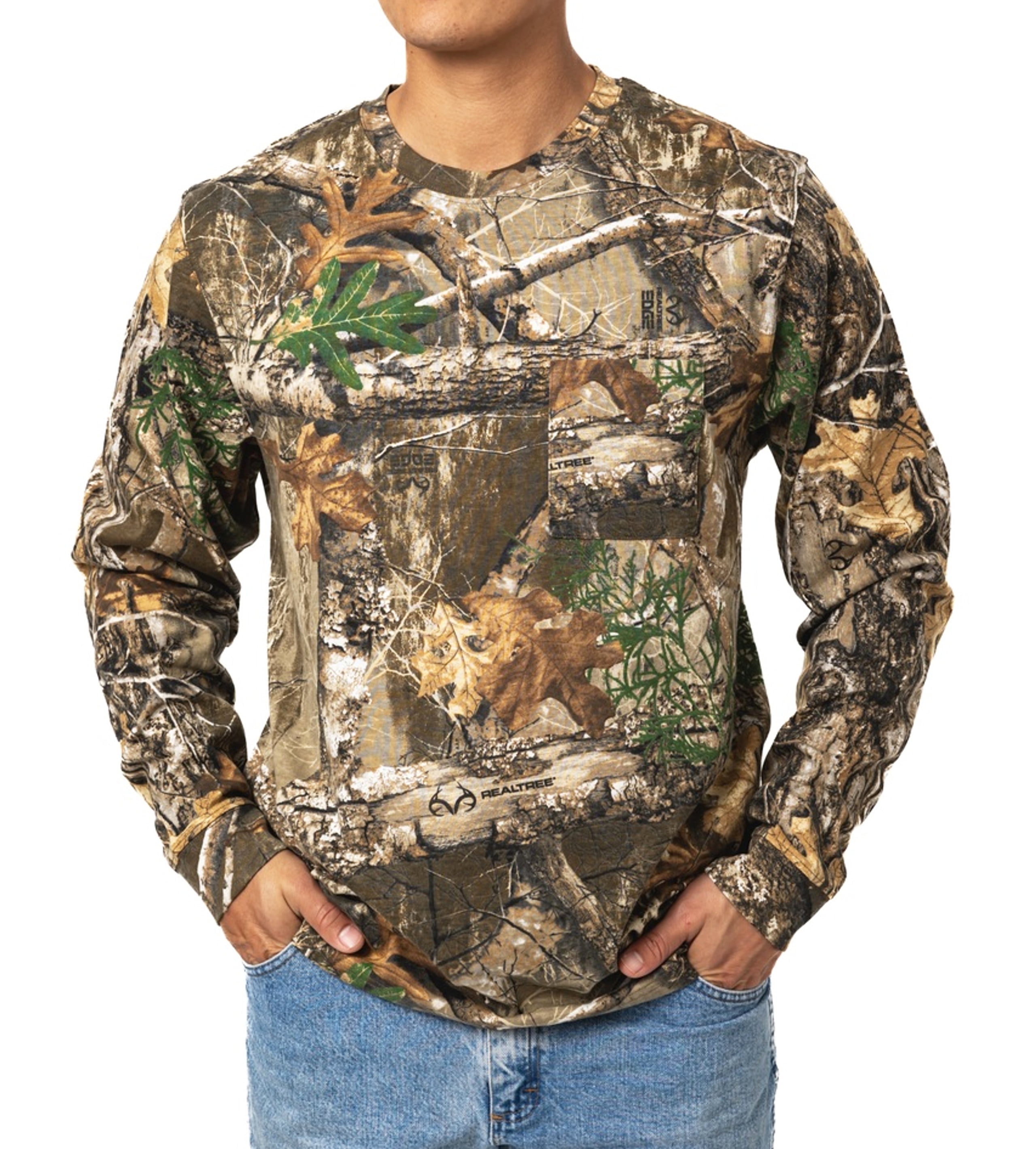 Realtree Men’s Long Sleeve  Hunting Cotton Shirt, Advantage Classic Camo, Relaxed Fit, Size S- 5X
