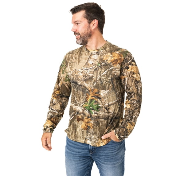 Realtree Men's Camo Bamboo Ulta Soft Long Sleeve Men's Crew Neck Shirt |Size S-5XL