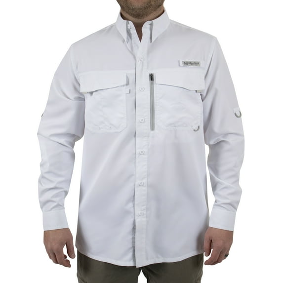 Realtree, Men's Long Sleeve Fishing Guide Shirt, Bright White, Size 2X-Large