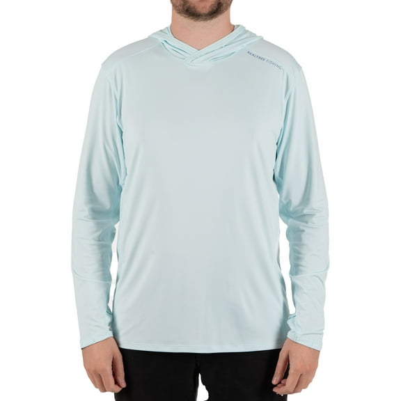 Realtree Men's Long Sleeve Performance Fishing Hoodie, Ice Caps, S