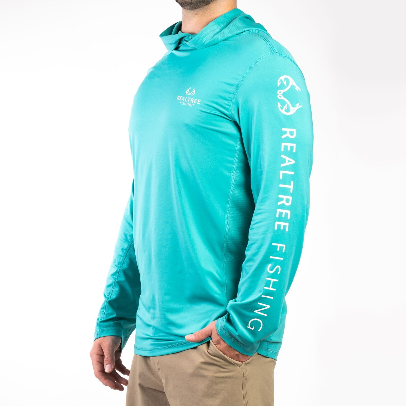 Realtree Men's Long Sleeve Performance Fishing Hoodie - Teal, XL -  Walmart.com