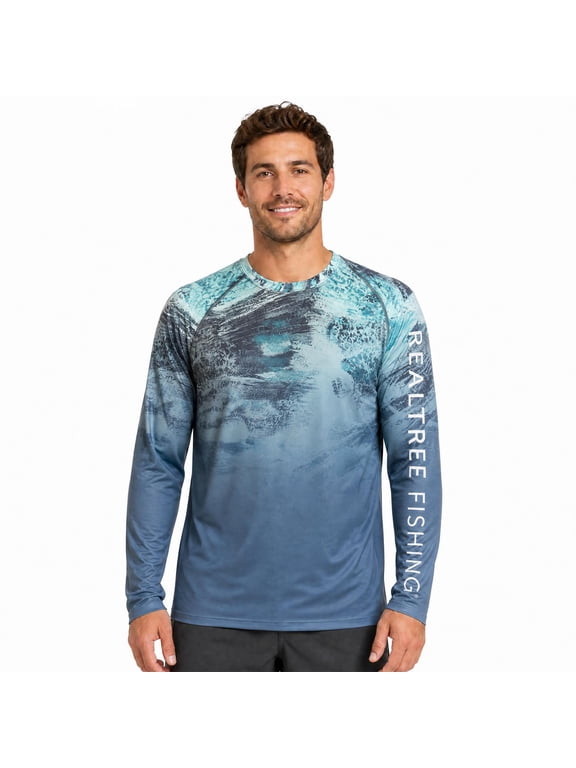 Men's Long Sleeve Performance Fishing Tee, Dark Granite Bay, L