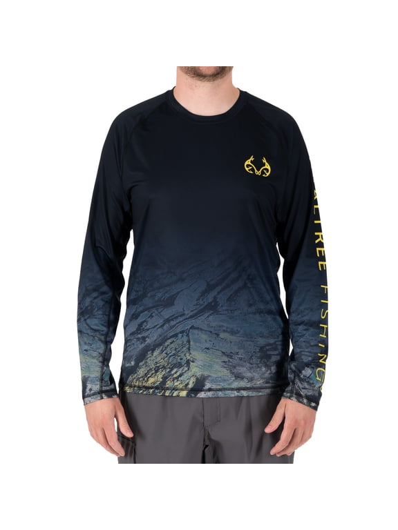 Men's Long Sleeve Performance Fishing Tee, Deep Ocean, L
