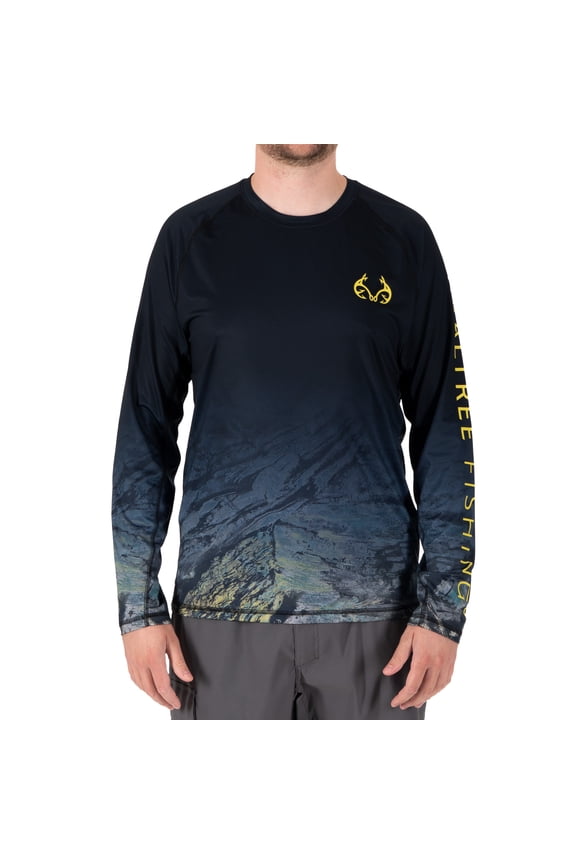 Men's Long Sleeve Performance Fishing Tee, Deep Ocean, XL