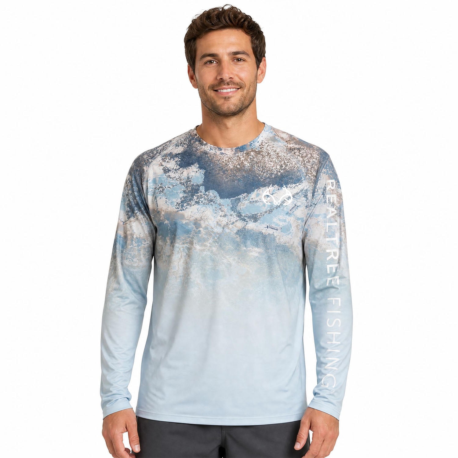 Realtree Men's Long Sleeve Performance Fishing Tee, Granite Bay, XL